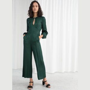 NWOT & Other Stories Green Satin Jumpsuit